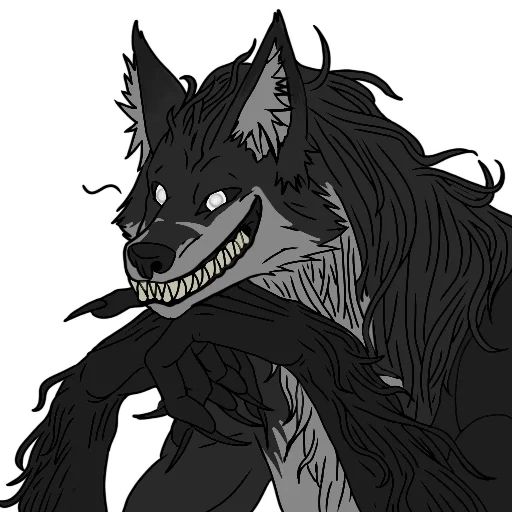 anime, der wolf ist dunkel, figur des werwolfs, wölfe der gruppe, schwarzer wolf wolf wolf