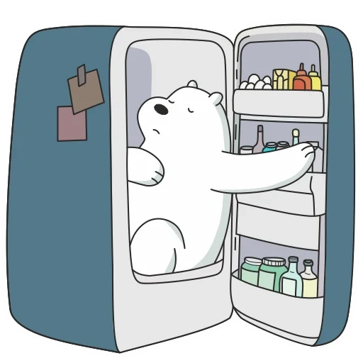 conjunto, oso blanco, oso blanco, refrigerador de oso, refrigerador blanco we oso desnudo
