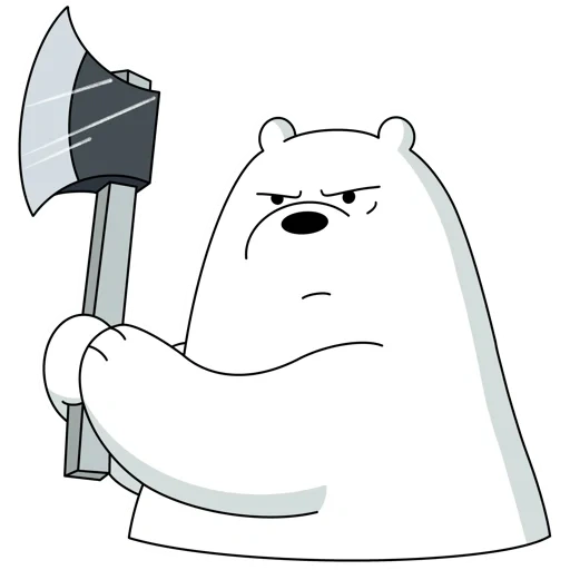 urso polar, ursos nus machado branco, toda a verdade sobre contas é branca, somos ursos comuns brancos com um machado, nós ursos nus é um machado