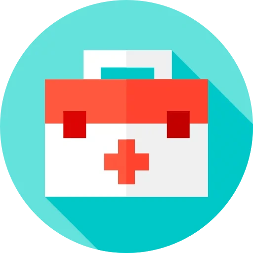 lencana kit aid pertama, sepetak ikon, ikon kedokteran, ikon pusat medis, ikon medis