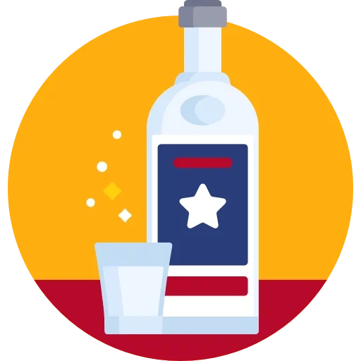 die ikonenflasche, alkoholsymbole, fünf flaschen wodka, tequila flast-symbol, symbole für alkoholische getränke