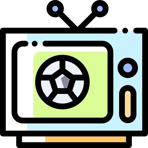 l'icona della tv con una palla, icona tv, icona tecnologica, distintivo tv, icona tv di calcio