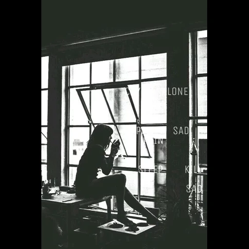 exposure meter, bianco e nero, cigarette girl, a girl smoking by the window, black and white photograph