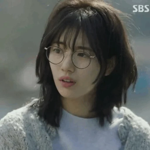 mujer, gafas de drama, actriz coreana, peinado coreano