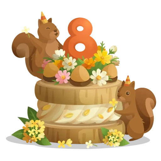 торт свечами, клипарт белка, детские торты, с днем рождения 5 лет