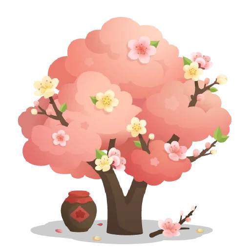 цветок дерево, сакура дерево, розовые деревья, мультяшное розовое дерево