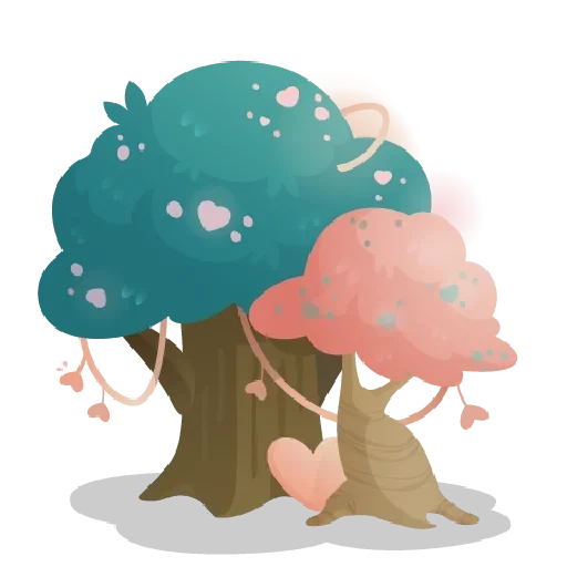 дерево, дерево кавай, зеленое дерево, large tree мульт, иллюстрация дерево