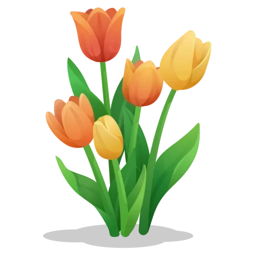 тюльпаны, тюльпаны цветы, цвета тюльпанов, тюльпаны мультяшные, тюльпаны иллюстрация