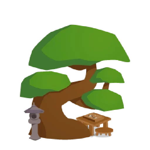 дерево, иллюстрация, зеленое дерево, мельница low poly, дерево 3д модель low poly