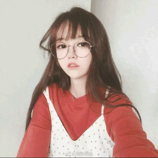 óculos coreanos, garota coreana, menina asiática, menina asiática fofa