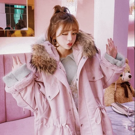 ropa de calle, moda coreana, chaqueta de invierno kawaii, chaquetas de invierno para mujeres, chaquetas de invierno para mujeres
