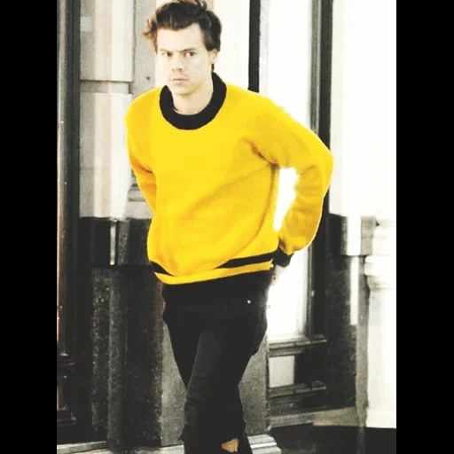 young man, people, male singer, yellow sweater, harry styles yellow
