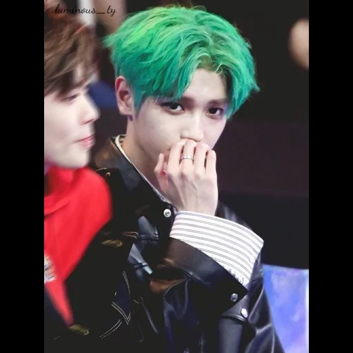 nct taeyong, джемин 2022, taeyong nct green, nct taeyong green hair, тэён nct зелёными волосами