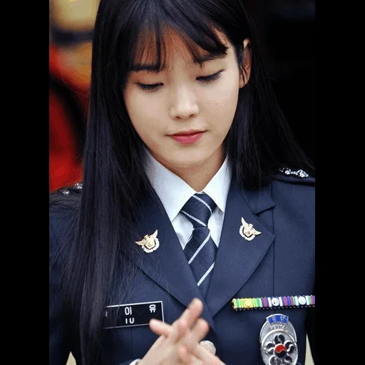 mujer, coreanos son oficiales de policía, uniforme de la policía coreana, hermosas chicas asiáticas, las niñas chinas son policías
