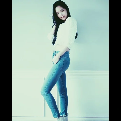 moda de chicas, la niña está de moda, jeans endurecimiento, muchachas asiáticas, chicas coreanas