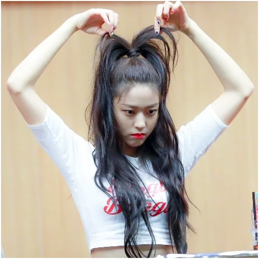 girl, two bunches of head, a simple hairstyle, asian girls, idol with two tails