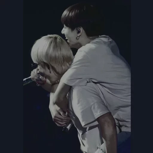 yongming, jimin bts, jungkook bts, yongming embraces each other, kiss of tejini bts