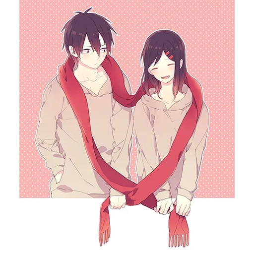 anime couples, arts anime, paired anime, lovely anime couples, anime guy with a scarf
