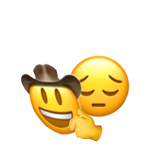 text, emoji, expression cowboy, a smiling face, emoji is very interesting