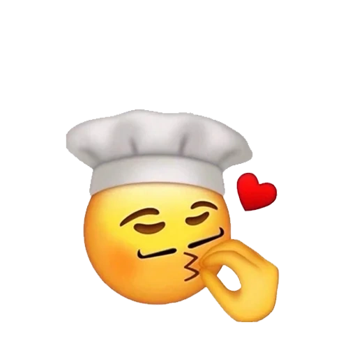 emoji, emoticons alimentares, smileik cook, emoji tampe o cozinheiro, smiley com uma tampa de cozinheira