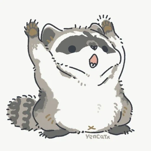 raccoon, yencatx, raccoon drawing, raccoon cute drawing, animal drawings are cute