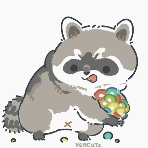 rakun, rakun itu lucu, gambar rakun, raccoon menggambar lucu