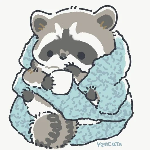 rakun, raccoon menggambar lucu, gambar binatang itu lucu, hewan adalah gambar lucu