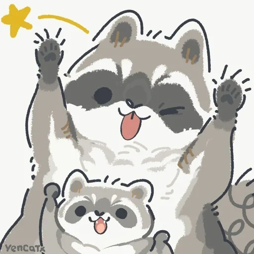 rakun, rakun, rakun itu lucu, raccoon menggambar lucu