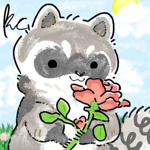 rakun, raccoon yang beruntung, hewan hewan itu lucu, raccoon menggambar lucu