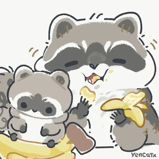 rakun, raccoon yang beruntung, raccoon menggambar lucu, gambar hewan lucu