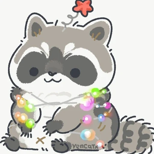 raccoon, yencatx, raccoon cute drawing