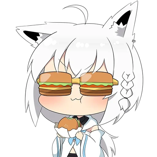 seni animasi, anime neko, karakter anime, shirakami fubuki, shirakami fubuki chibi