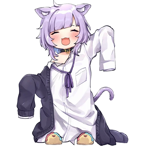 animación neko, okayu hollive, okayu nekomata, personajes de animación, nekomata okayu holve