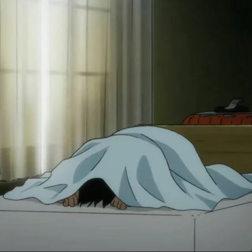 animação da manhã, yuri katsuki, momento de animação, animação de cama de homem, animação deitada na cama