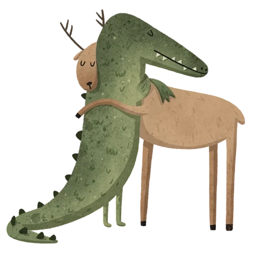 un abbraccio, coccodrillo carino, coccodrillo verde, illustrazioni di dinosauri, illustrazioni di crocodile