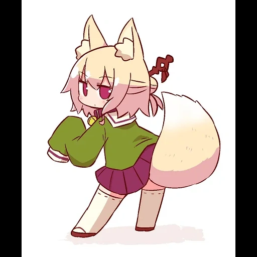 anime, fox girl, animal ears, chen keminmei, karakter anime