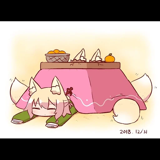 anime, kemomimi, kemomimi chan, anime kotatsu, anime semplice