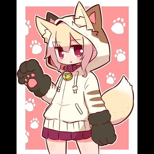 fox girl, anime mangeant, kemomimi chan, fnaf chibi mangle