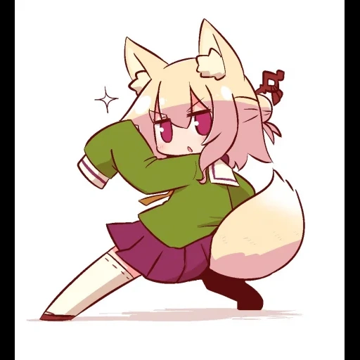 fox girl, kemomimi, anime art, chen keminmei, anime charaktere