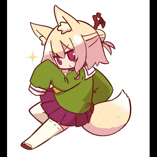fox girl, kemomimi, animal ears, chen keminmei, karakter anime