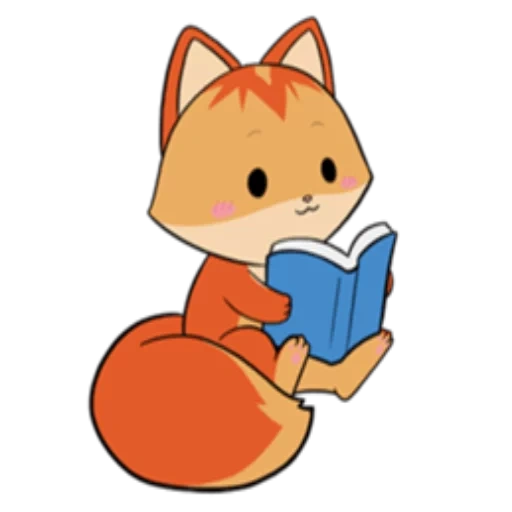 volpe, volpi, fox kawai, volpe con un libro