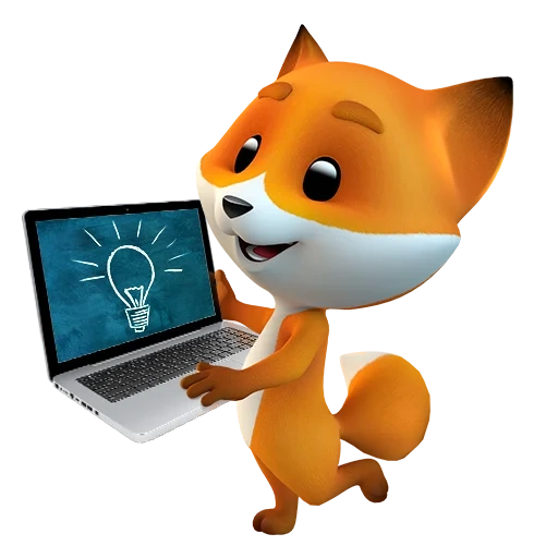 la volpe, foxtrot fox, mascotte foxtrot, un buon portatile, laptop per studenti delle scuole elementari