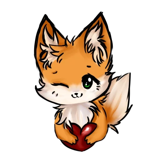 fox chibi, rubah anime, rubah anime, chibi kitsune fox, seni rubah kecil