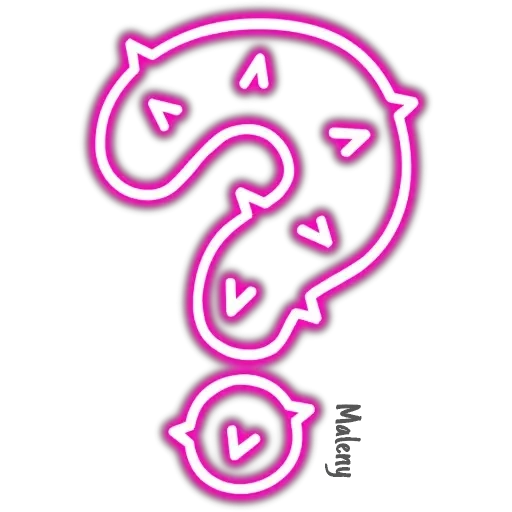 icon, perforated badge, neon sign, problem symbol, neon question mark