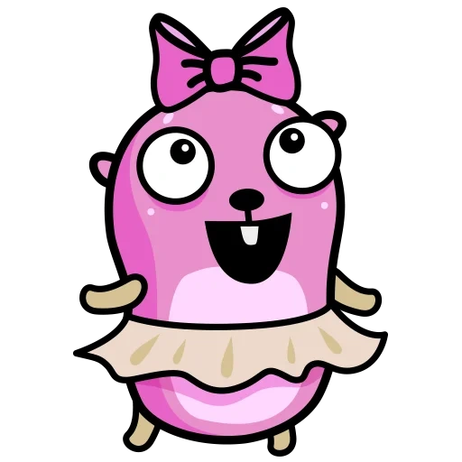 pinks, golang maskot, adesivo gopher