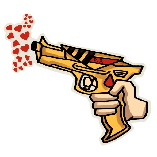 screenshot, pistol sketch, killjoy sticker, pistol pattern, backless gun
