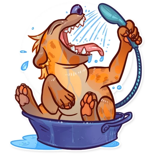iena, illustrazione, iena iena, cane da cartone animato con bagno