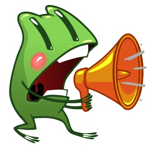 megaphone, cartoon frog