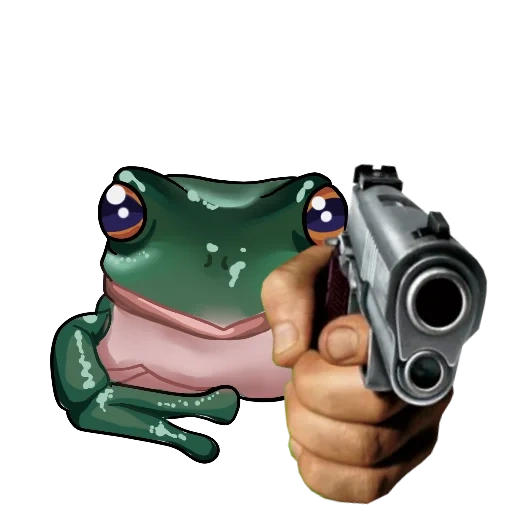 lucu sekali, katak, orang, pistol meme, pistol pepe