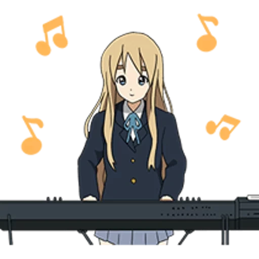 k on, mugi, mugi chan, tsumugi kotobuki with a synthesizer